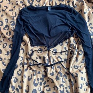 mesh double tie crop top